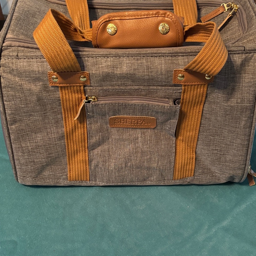 Sherpa Small Dog Carrier Bag in Brown with Tan Accents